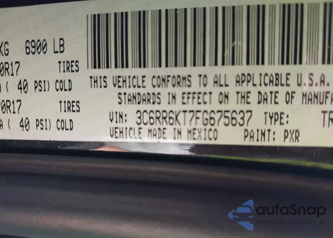 2015 Ram 1500 Tradesman from USA, damaged, VIN 3C6RR6KT7FG675637